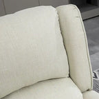 Sillón reclinable con orejero, tapizado en lino blanco, con masaje vibratorio, calor y reposapiés