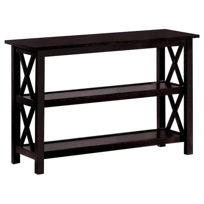 Mesa de sofá Merlot oscuro con 2 estantes