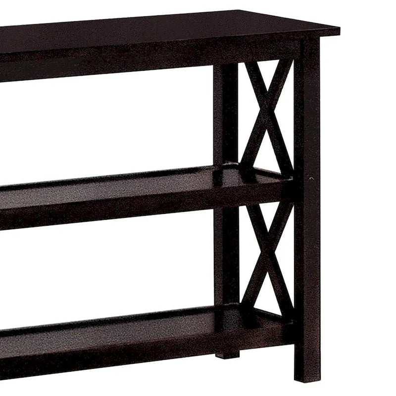 Mesa de sofá Merlot oscuro con 2 estantes