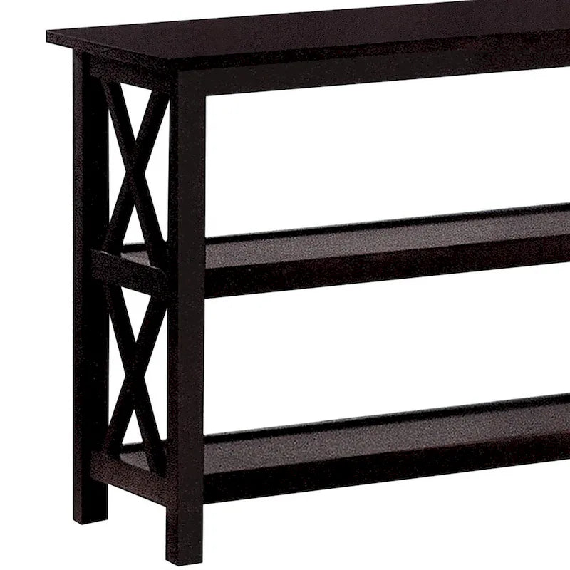 Mesa de sofá Merlot oscuro con 2 estantes