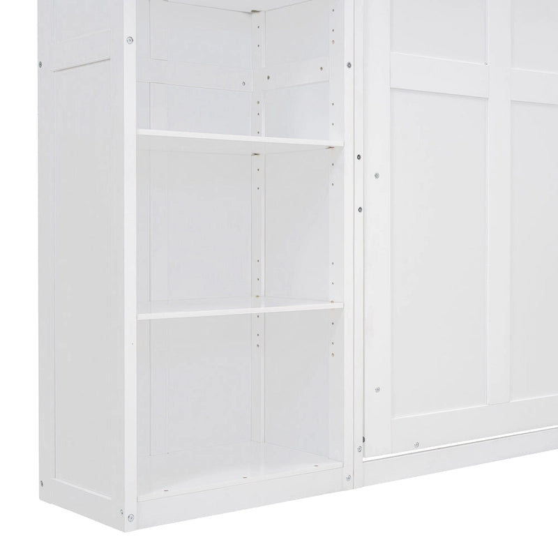 Cama Murphy de pared de tamaño completo con estantes