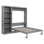 Cama Murphy de pared de tamaño completo con estantes
