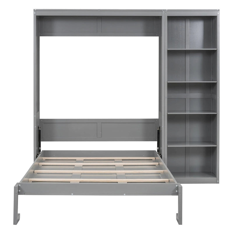 Cama Murphy de pared de tamaño completo con estantes
