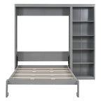 Cama Murphy de pared de tamaño completo con estantes