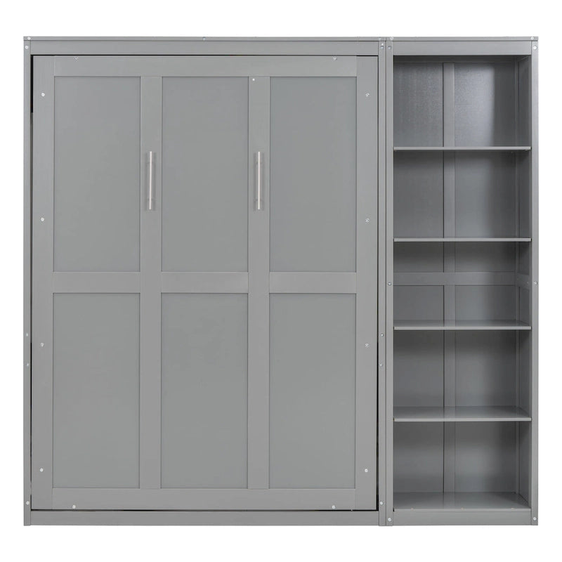 Cama Murphy de pared de tamaño completo con estantes