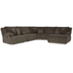 Sofá Seccional Reclinable de 6 Piezas con Chaise, Café, de Lujo