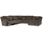 Sofá Seccional Reclinable de 6 Piezas con Chaise, Café, de Lujo