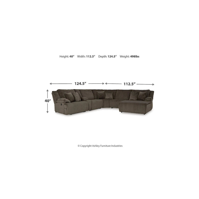 Sofá Seccional Reclinable de 6 Piezas con Chaise, Café, de Lujo