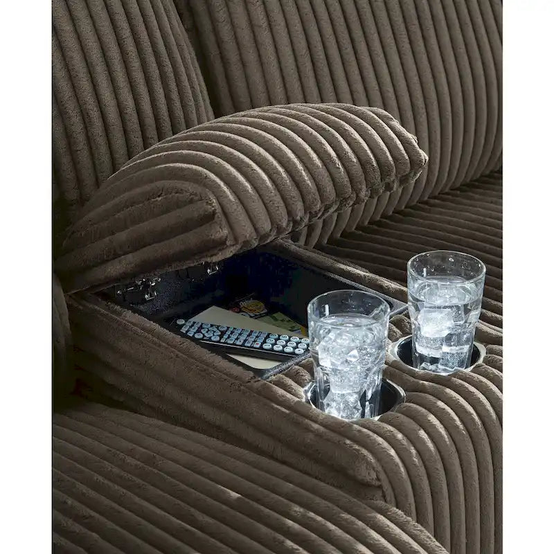 Sofá Seccional Reclinable de 6 Piezas con Chaise, Café, de Lujo