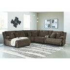 Sofá Seccional Reclinable de 6 Piezas con Chaise, Café, de Lujo