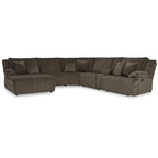 Sofá Seccional Reclinable de 6 Piezas con Chaise, Café, de Lujo