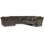 Sofá Seccional Reclinable de 6 Piezas con Chaise, Café, de Lujo
