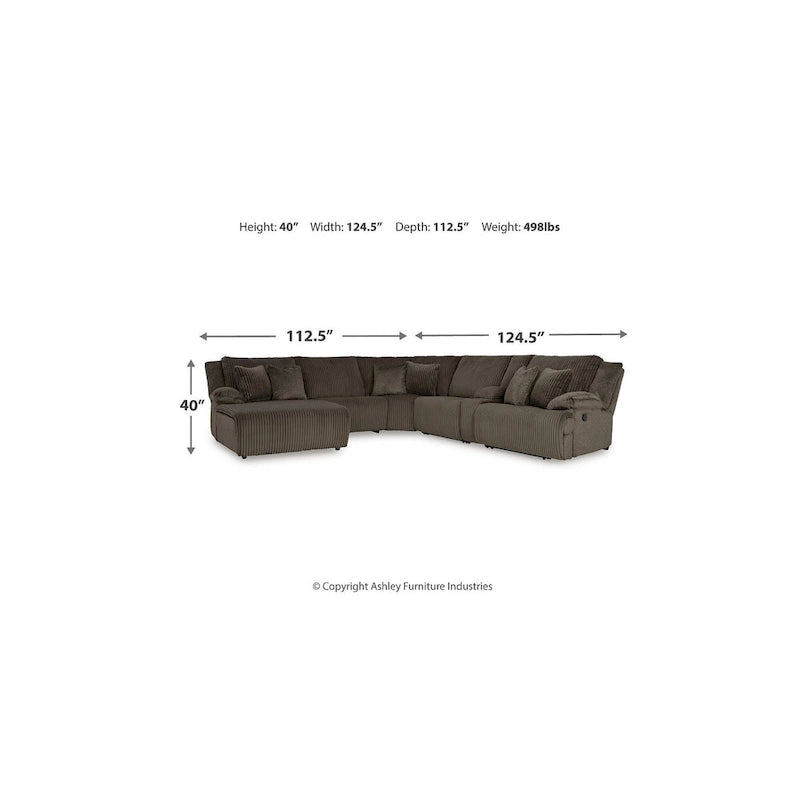 Sofá Seccional Reclinable de 6 Piezas con Chaise, Café, de Lujo