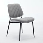 Juego de 2 sillas de comedor de lino con patas de metal, silla lateral curvada para sala de estar/comedor