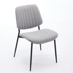 Juego de 2 sillas de comedor de lino con patas de metal, silla lateral curvada para sala de estar/comedor
