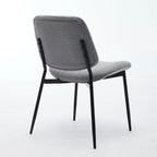 Juego de 2 sillas de comedor de lino con patas de metal, silla lateral curvada para sala de estar/comedor