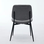 Juego de 2 sillas de comedor de lino con patas de metal, silla lateral curvada para sala de estar/comedor