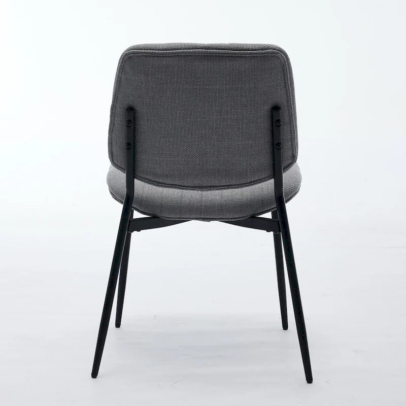 Juego de 2 sillas de comedor de lino con patas de metal, silla lateral curvada para sala de estar/comedor