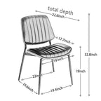 Juego de 2 sillas de comedor de lino con patas de metal, silla lateral curvada para sala de estar/comedor