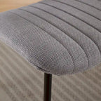 Juego de 2 sillas de comedor de lino con patas de metal, silla lateral curvada para sala de estar/comedor