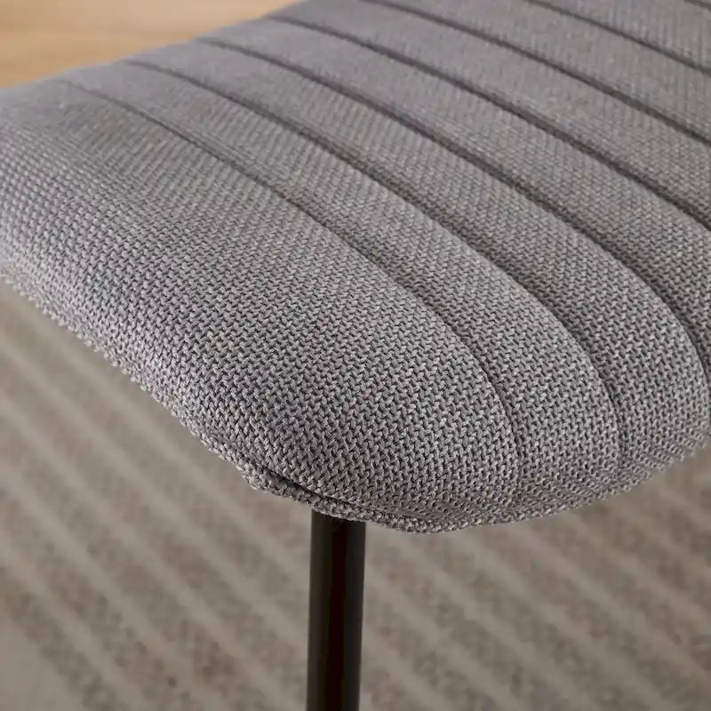Juego de 2 sillas de comedor de lino con patas de metal, silla lateral curvada para sala de estar/comedor