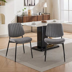 Juego de 2 sillas de comedor de lino con patas de metal, silla lateral curvada para sala de estar/comedor