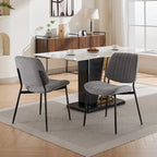 Juego de 2 sillas de comedor de lino con patas de metal, silla lateral curvada para sala de estar/comedor