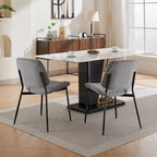 Juego de 2 sillas de comedor de lino con patas de metal, silla lateral curvada para sala de estar/comedor