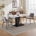 Juego de 2 sillas de comedor de lino con patas de metal, silla lateral curvada para sala de estar/comedor