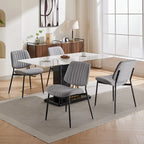 Juego de 2 sillas de comedor de lino con patas de metal, silla lateral curvada para sala de estar/comedor