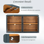 Armario aparador de almacenamiento grande de 4 puertas con puertas de vidrio, estantes ajustables y diseño arqueado para cocina, comedor