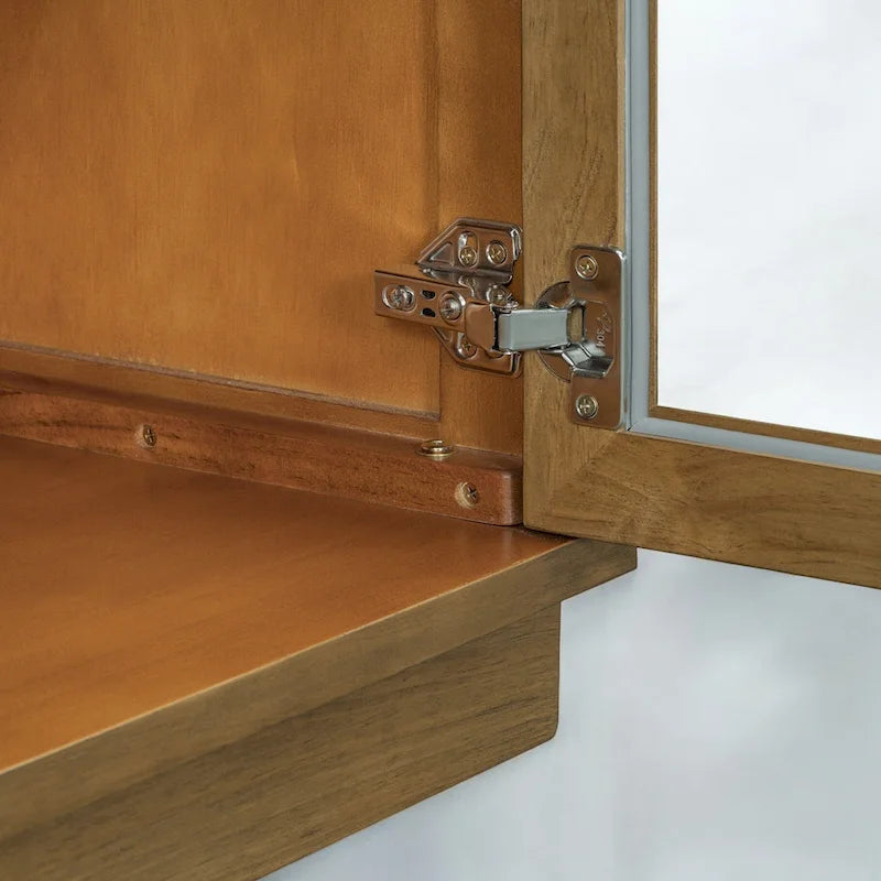 Armario aparador de almacenamiento grande de 4 puertas con puertas de vidrio, estantes ajustables y diseño arqueado para cocina, comedor