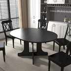 Mesa de comedor redonda moderna con tapa extensible y base en X para cenas familiares, espacios pequeños y estilismo multiambiente