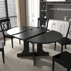 Mesa de comedor redonda moderna con tapa extensible y base en X para cenas familiares, espacios pequeños y estilismo multiambiente