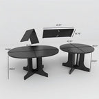 Mesa de comedor redonda moderna con tapa extensible y base en X para cenas familiares, espacios pequeños y estilismo multiambiente