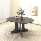 Mesa de comedor redonda moderna con tapa extensible y base en X para cenas familiares, espacios pequeños y estilismo multiambiente