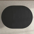 Mesa de comedor redonda moderna con tapa extensible y base en X para cenas familiares, espacios pequeños y estilismo multiambiente