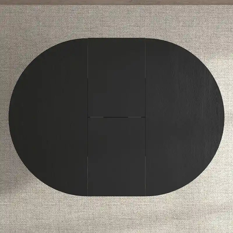 Mesa de comedor redonda moderna con tapa extensible y base en X para cenas familiares, espacios pequeños y estilismo multiambiente