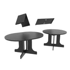Mesa de comedor redonda moderna con tapa extensible y base en X para cenas familiares, espacios pequeños y estilismo multiambiente