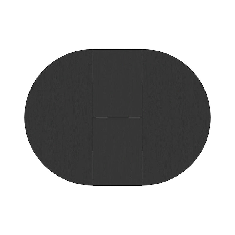 Mesa de comedor redonda moderna con tapa extensible y base en X para cenas familiares, espacios pequeños y estilismo multiambiente