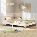 Cama Nido Tapizada Twin/Full con Remaches y Plataforma