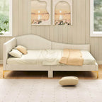 Cama Nido Tapizada Twin/Full con Remaches y Plataforma