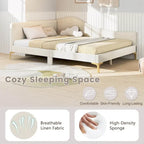 Cama Nido Tapizada Twin/Full con Remaches y Plataforma