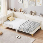 Cama Nido Tapizada Twin/Full con Remaches y Plataforma