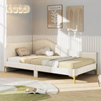 Cama Nido Tapizada Twin/Full con Remaches y Plataforma