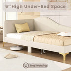 Cama Nido Tapizada Twin/Full con Remaches y Plataforma