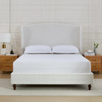 Cama King con respaldo alto tapizada de estilo minimalista para un sueño reparador y un dormitorio elegante