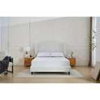 Cama King con respaldo alto tapizada de estilo minimalista para un sueño reparador y un dormitorio elegante