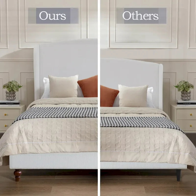 Cama King con respaldo alto tapizada de estilo minimalista para un sueño reparador y un dormitorio elegante
