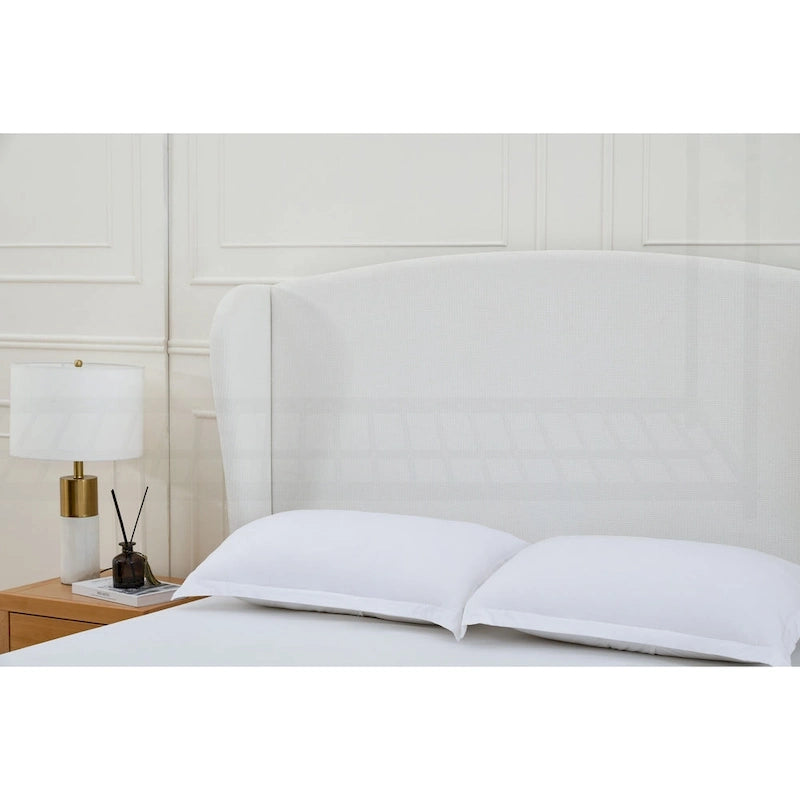 Cama King con respaldo alto tapizada de estilo minimalista para un sueño reparador y un dormitorio elegante